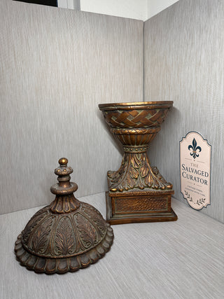 Vintage Bombay Co Large Ornate Lidded Urn Neoclassical Resin Finial Jar 20.5"
