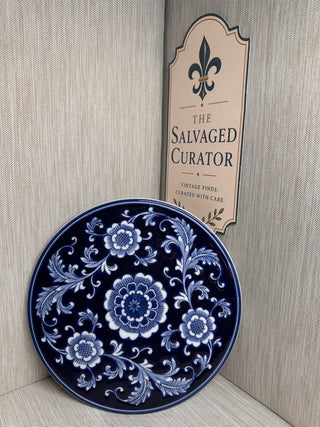 Vintage Pier 1 Imports "Mandarin" Cobalt Blue & White 8" Ceramic Trivet
