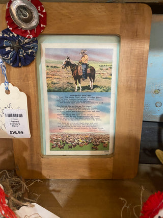 Vintage Wood Framed "Cowboy Prayer"