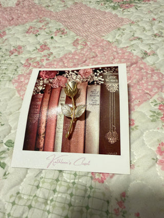 Vintage Gold Rose Brooch | Botanical Flower Pin | Romantic Cottagecore Bookish Jewelry