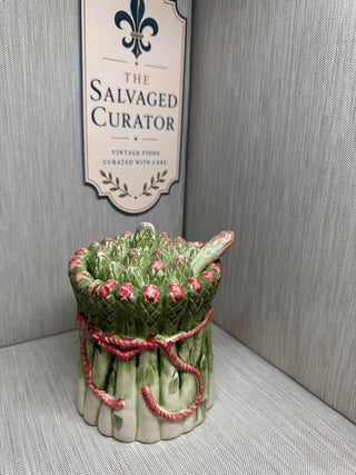 1988 Haldon Group Ceramic Asparagus Sauce Pot & Ladle - Excellent Condition