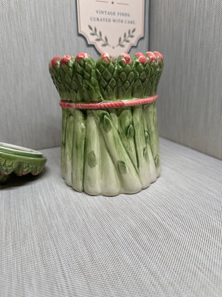 1988 Haldon Group Ceramic Asparagus Sauce Pot & Ladle - Excellent Condition