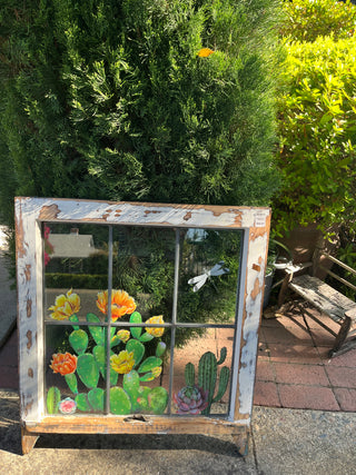 Customed Designed Vintage Cactus Window
