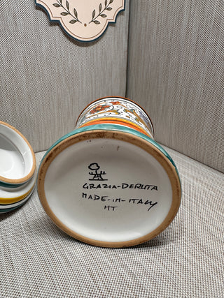 Hand-Painted Grazia Deruta "Ricco" Italian Majolica Lidded Canister, Circa 1970s–1980s