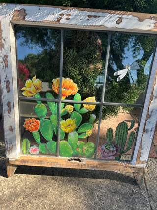 Customed Designed Vintage Cactus Window