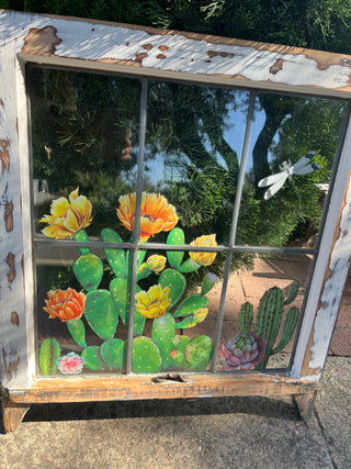 Customed Designed Vintage Cactus Window