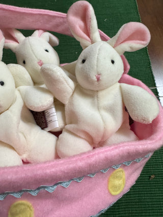 Plush Basket of 3 Plush Bunnies-KL RCD