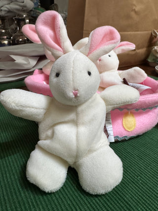 Plush Basket of 3 Plush Bunnies-KL RCD