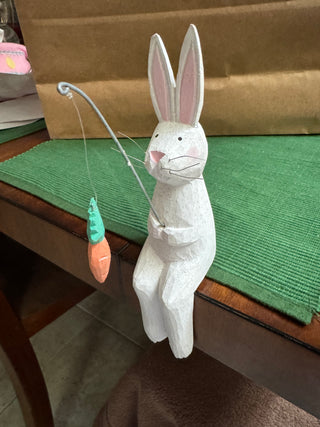 Vtg Hand-Carved Wooden Bunny-KL RCD