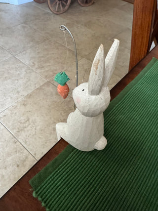 Vtg Hand-Carved Wooden Bunny-KL RCD