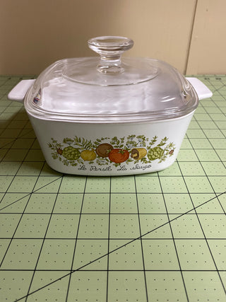 Vintage Spice of life, French white, corning ware small with lid