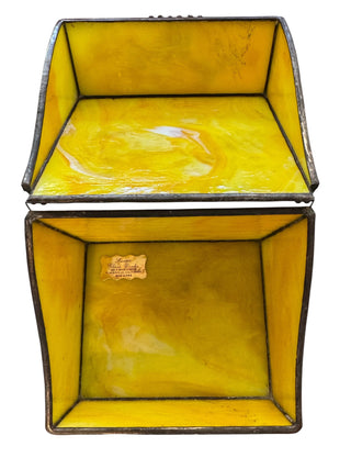 VTG Sierra Glass Works Stained Glass Jewelry Box w/Pressed Flowers