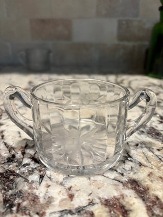 Vintage Floral Etched Creamer & Sugar