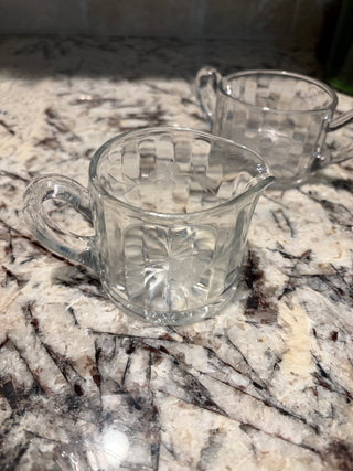 Vintage Floral Etched Creamer & Sugar