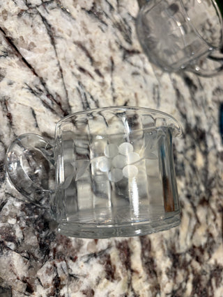Vintage Floral Etched Creamer & Sugar