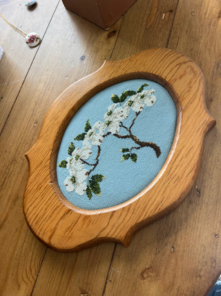 Framed Dogwood Cross-stitch Art