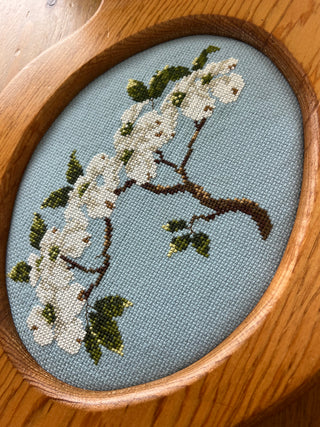 Framed Dogwood Cross-stitch Art