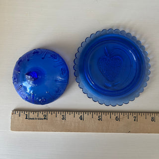 Cobalt glass strawberry butter dome
