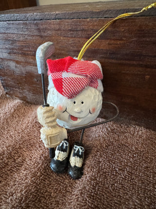 Vtg Golf Ball Character Ornament