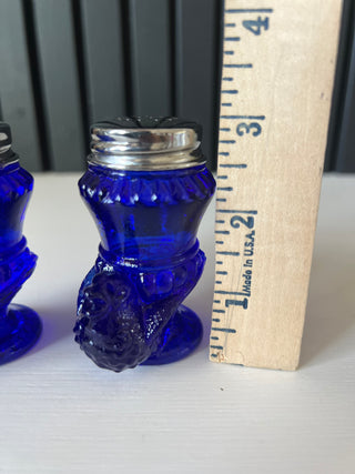 Vintage cobalt bird salt and pepper shakers set