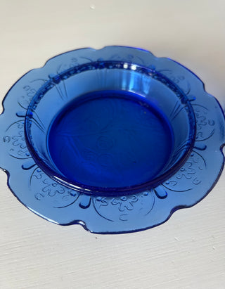 Vintage cobalt dome scalloped butter dish