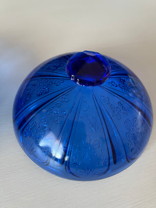 Vintage cobalt dome scalloped butter dish