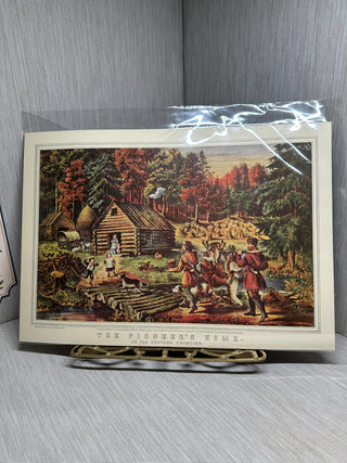 "The Pioneer's Home" Book Page Art Print on Cardstock  1867 Currier & Ives