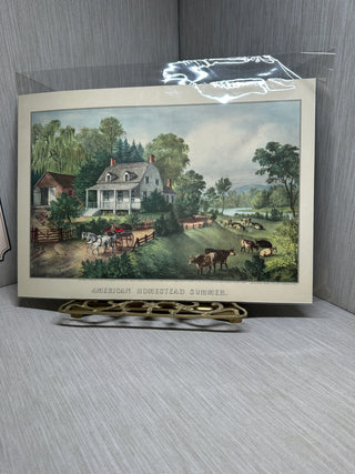 "American Homestead Summer" Vintage Lithograph Book Plate Print