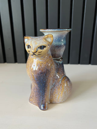 Vintage pottery cat vase