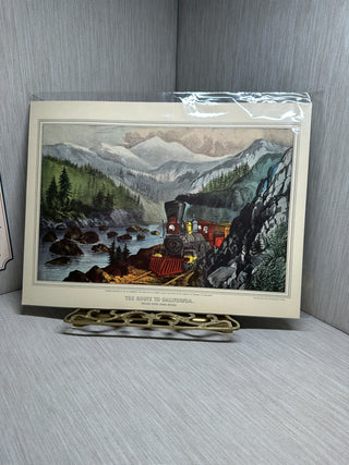 "The Route To California" Vintage Train Lithograph Book Plate Print