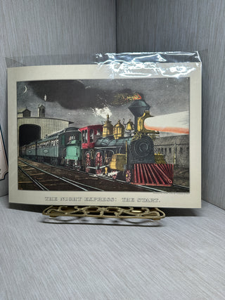 "The Night Express: The Start" Vintage Train Lithograph Book Plate Print
