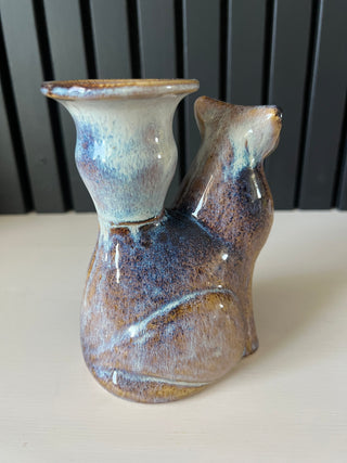 Vintage pottery cat vase