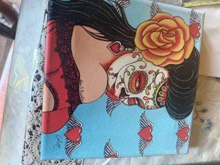 Signed local artist Day of the Dead pinup 5X7" art