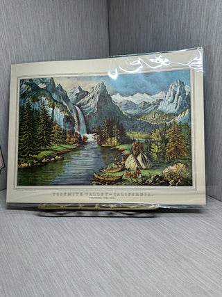 "Yosemite Valley - California" Vintage Landscape Lithograph Book Plate Print