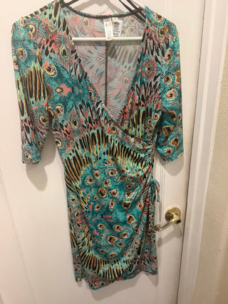 Emma & Michele Colorful peacock dress size M