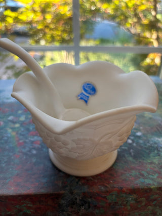 Imperial Genuine Milk Glass Mayo Server w/Ladle Set w/ original sticker RSV