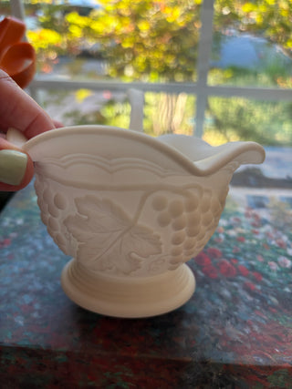 Imperial Genuine Milk Glass Mayo Server w/Ladle Set w/ original sticker RSV