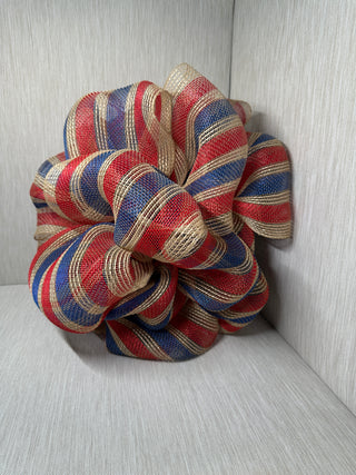 Patriotic Deco Mesh Ruffle Wreath - Red, Brown, Blue