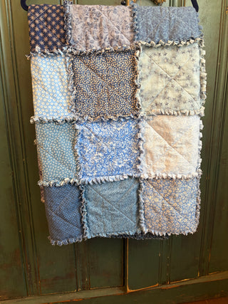 NEW Handmade Rag Quilt - For the Love of Blue RSV