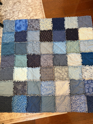NEW Handmade Rag Quilt - For the Love of Blue RSV