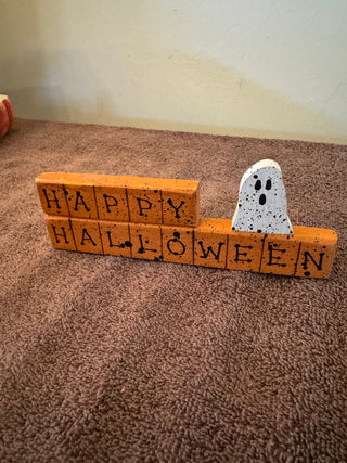 Handmade Happy Halloween Painted Wooden Decor