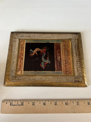 Vintage Italian cherub painting wood plaque