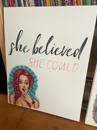 Set of 2 "She Believed/So She Did" Canvas Wall Decor