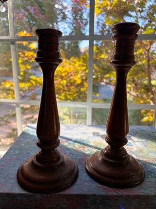 Wooden Candlestick Holders Pair (2) RSV