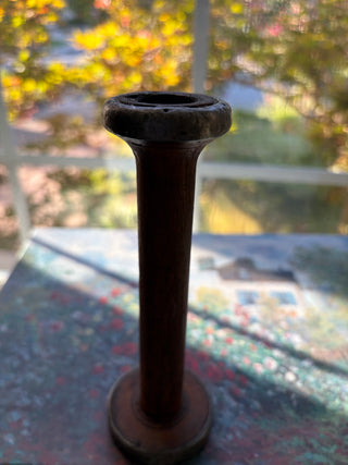 Vintage Industrial Wooden Textile Bobbin Candlestick Holder RSV