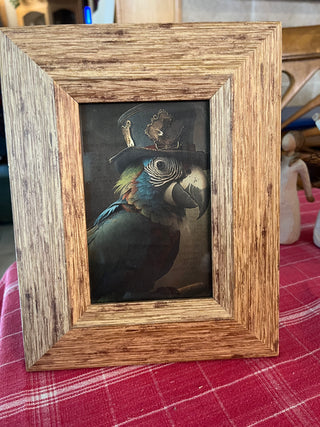 Steampunk Parrot Picture in Wood Frame