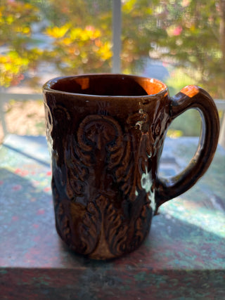 Vintage Stoneware Mug Brown Rockingham Glaze RSV