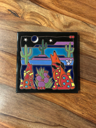 Tile/Trivet: Howling Coyotes