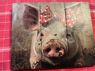 Custom Designed Muddy Piggy Wall Decor W/Red Polka Dot Bow