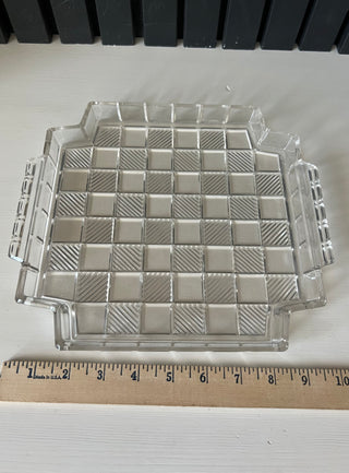Vintage checkered glass tray
